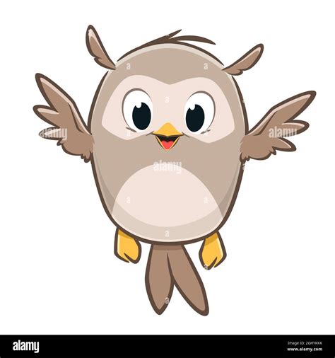 Vector Cartoon Illustration Of A Cute Flying Baby Owl Stock Photo Alamy