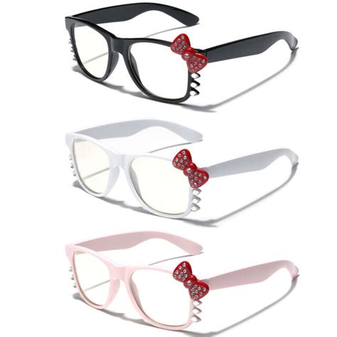 hello kitty bow tie rhinestone women clear lens non prescription rx nerd glasses ebay