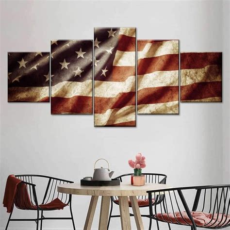 worn american flag multi panel canvas wall art elephantstock in 2021 american flag wall art