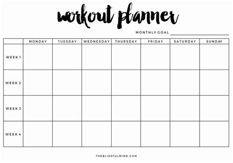 Weekly Workout Planner Template Inspirational Workout Planner Printable