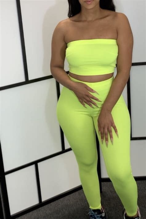 lovely sexy dew shoulder green two piece pants setlw fashion online for women affordable