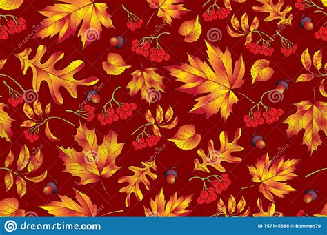 Autumn Seamless Pattern With Leaf Background Texture
