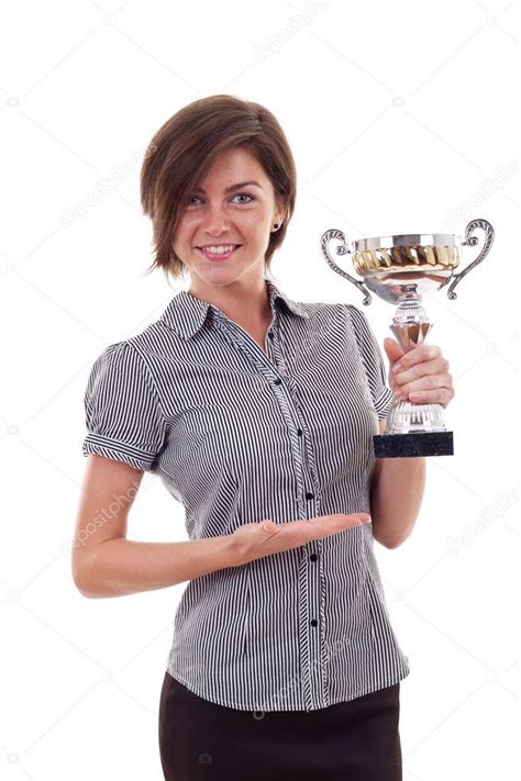 Business Woman Winning A Trophy Royalty Free Stock Photos Aff