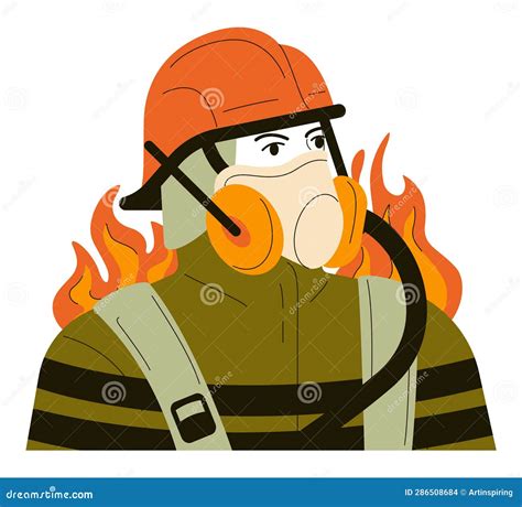 wildfire firefighter in protective clothing and helmet extinguishing stock vector