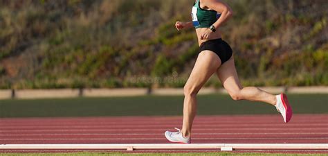 Athletic Woman Running On Track Stock Image Image Of Competition