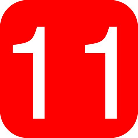 Red Rounded Square With Number 11 Clip Art At Vector Clip