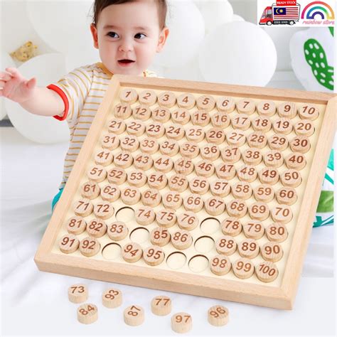 Wooden Hundred Board Game 1 To 100 Numbers Montessori Kids Math