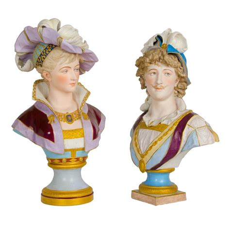 Set Of Two Antique French Bisque Porcelain Busts French Antiques