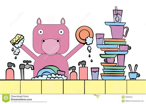 Man washes dishes stock illustration download image now. Pig the dish washer stock illustration. Illustration of ...