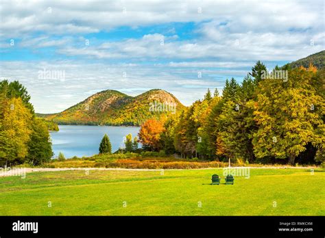 Jordan Pond And The Bubble Mountains In Acadia National Park Maine