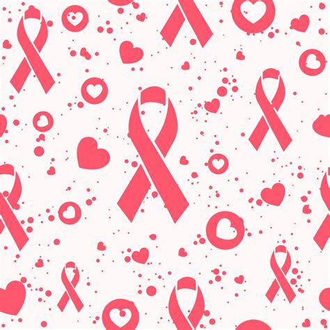 Pink Seamless Pattern With Ribbons About Breast Cancer Awareness