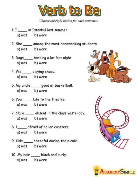 English Grammar Worksheets Verb To Be Waswere 3 Academy Simple