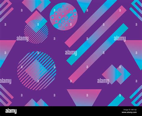 Memphis Seamless Pattern Holographic Geometric Shapes Gradients