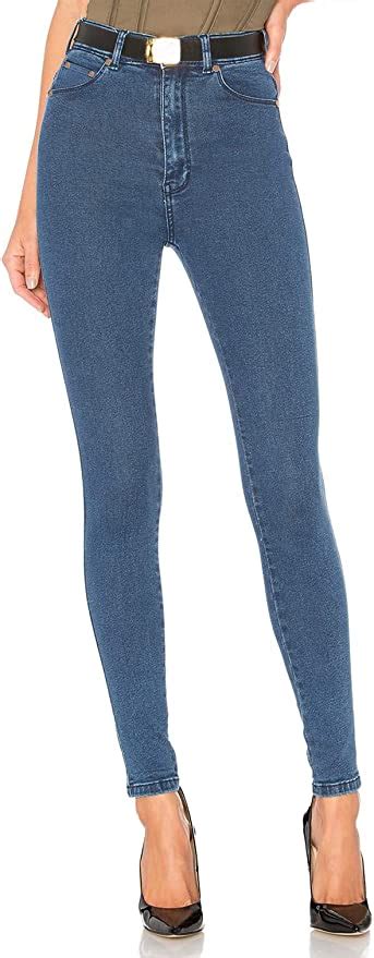 Jean Femme Skinny Taille Haute Super Stretch Pantalons Pants En Denim Élastique Bleu 46 Amazon