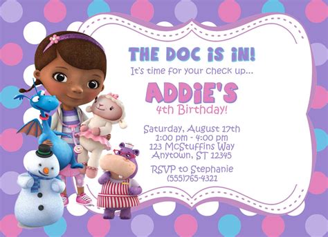 Doc Mcstuffins Invitation By Partypassiondesign On Etsy 850 Doc