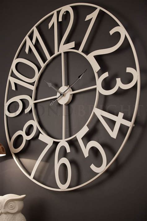 100cm Metal White Numbers Modern Industrial Wall Clock