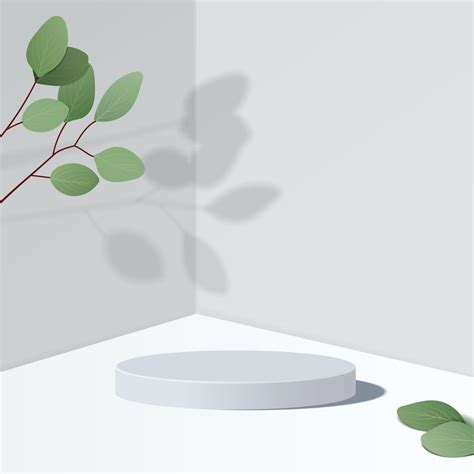 Abstract Minimal Scene With Geometric Forms Cylinder Podium In White