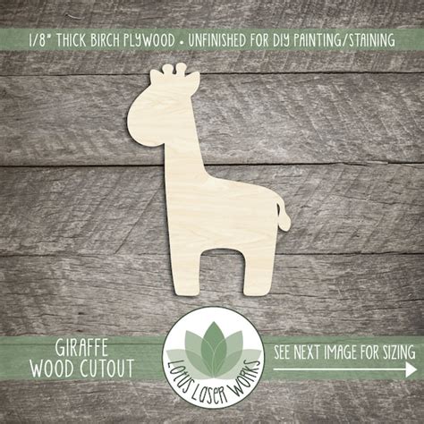 Wood Giraffe Cutout Unfinished Wood Blanks Diy Craft Etsy