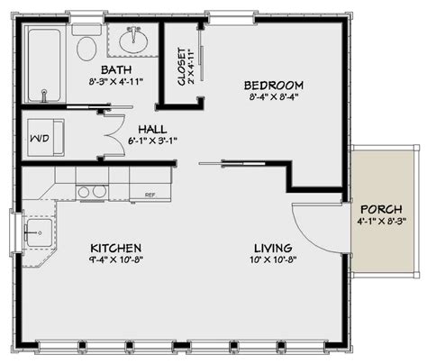 Cottage Plan 400 Square Feet 1 Bedroom 1 Bathroom 1502 00003
