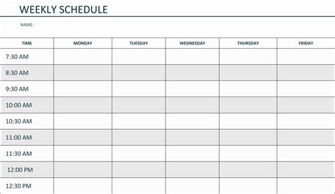 Blank Weekly Ampm Schedule Template Calendar Inspiration Design