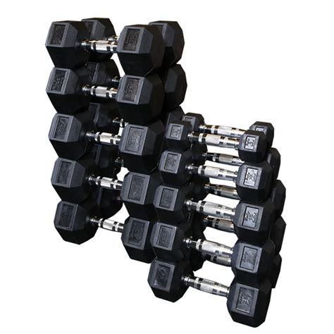 Sdrs Rubber Coated Hex Dumbbell Sets Body Solid Fitness
