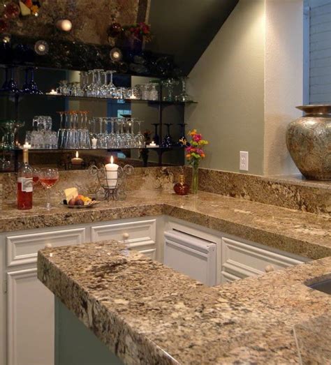 Portrayal Of Kitchen With River Gold Granite Luxurious Accent Granite