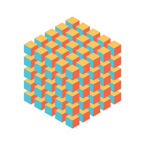 Cubo Geométrico De 8 Cubos Isométricos Más Pequeños Elemento Abstracto
