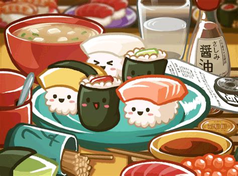 Cute Anime Food Japan Kawaii Cartoon Manga Comic Animation Fish