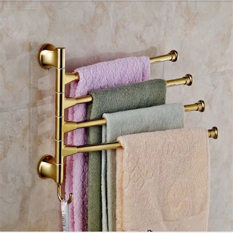 buy luxury golden brass bathroom towel rack bars swivel towel bar hanger w