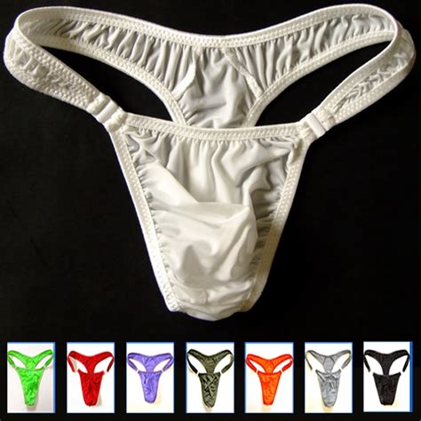 New Sexy Hot Gay Underwear Translucent Mens Nylon Thongs Men Button Bikini Briefs Gay G String