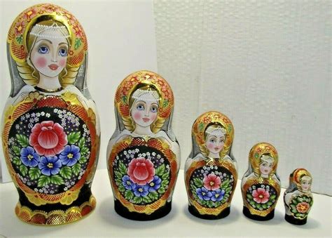 Russian Nesting Dolls Matryoshka Ooak Babushka Doll Hand Etsy Nesting Dolls Matryoshka