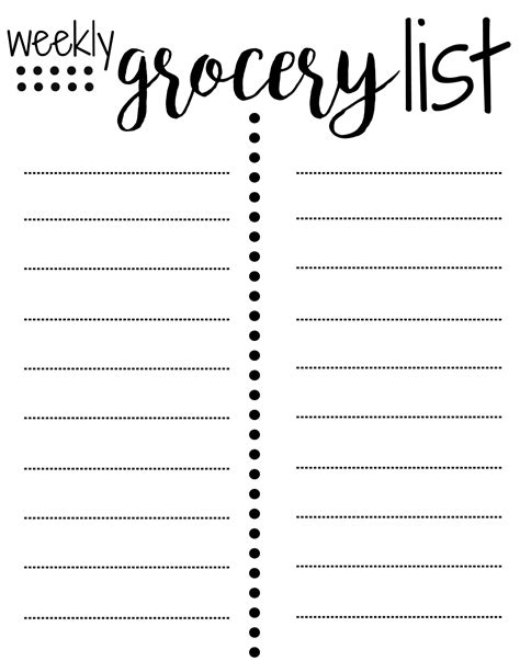 Free Printable Blank Grocery List Pdf Free Printable Grocery List And