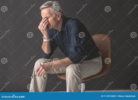Tired Old Man Closing Face By Hand Stock Photo Image Of Frustrated