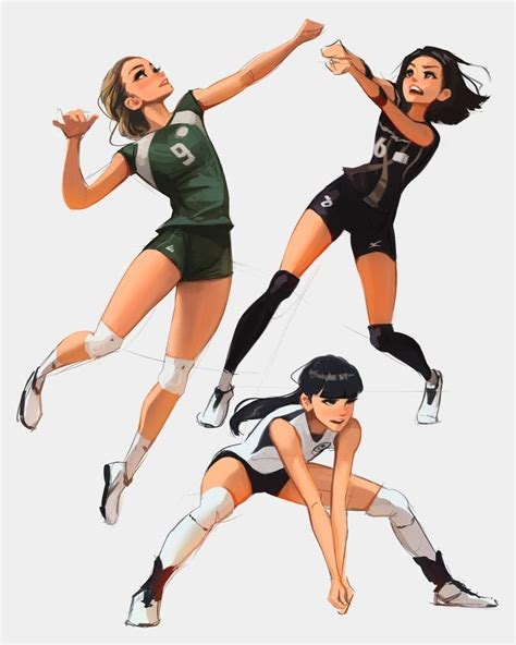 Volleyball Pose Sheet An Art Print By Sam Yang Volleyball Poses Cartoon Art Styles Art
