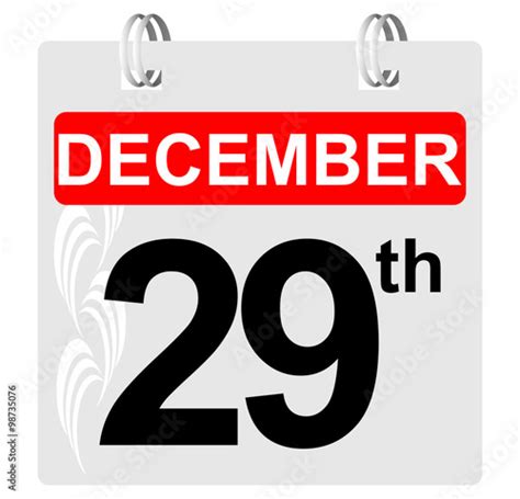 29th December Calendar With Ornament Stock Image And Royalty Free