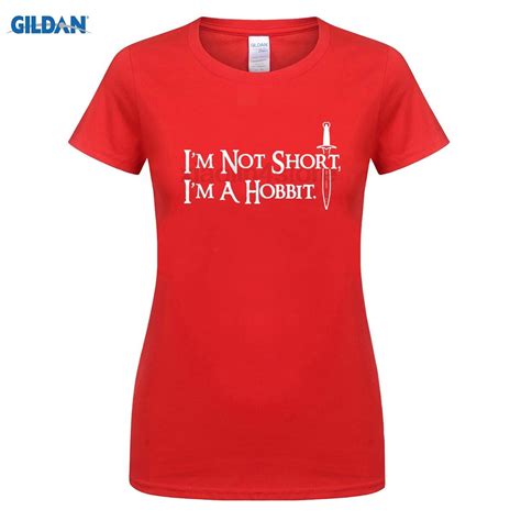 Gildan Im Not Short Im A Hobbit T Shirt Funny Lotr Inspired Fan New Top Fashion Print Womens