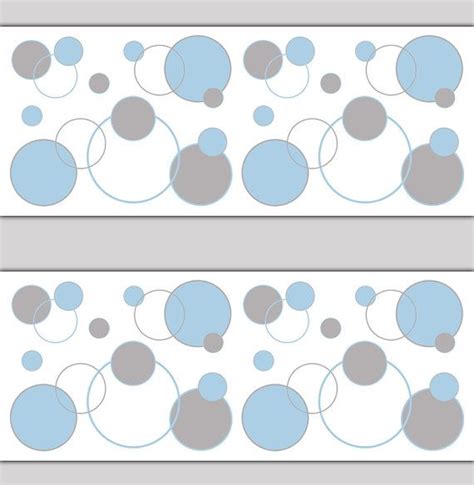 Blue And Grey Gray Polka Dot Circle Wallpaper Border Wall