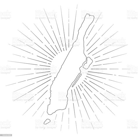 Manhattan Map With Sunbeams On White Background Stock Illustration