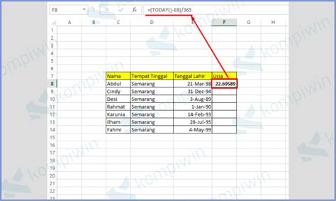 Cara Membuat Tabel Umur Pada Excel Warga Co Id