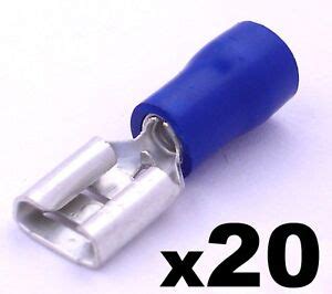 20 Bleu Femelle 6 3mm Cosse Isolé Cosses à Sertir Électrique Câblage eBay