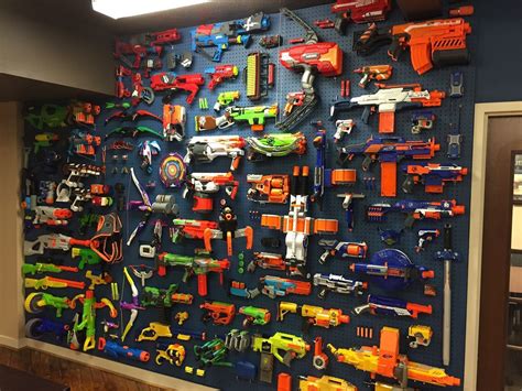 This video shows how i made my nerf gun rack for my son. Nerf gun pegboard display. : pics