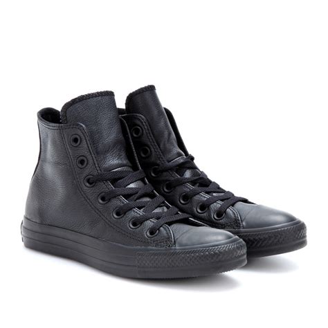 Converse Chuck Taylor All Star Leather Hightop Punk Sneakers In Black