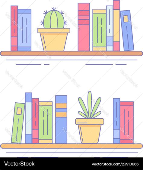 Cactus Succulent On Bookshelf With Books Vector Image