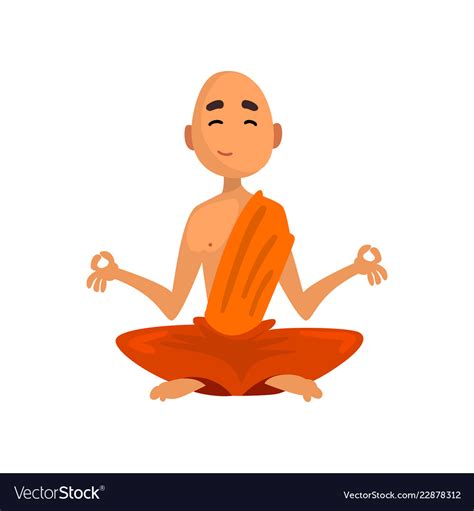 Buddhist Monk Cartoon Character Sitting Royalty Free Vector