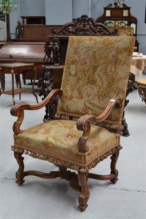 Office chairs have arms for extra comfort. Antique French Louis XVI high back arm chair - Seating ...