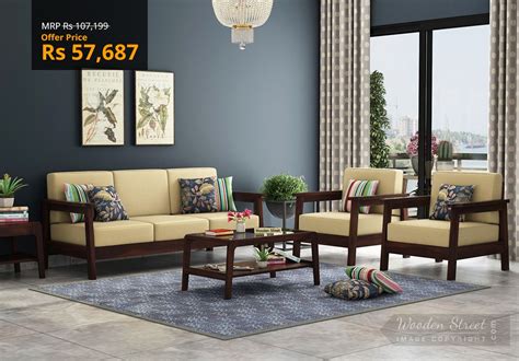 Best living room sofa designs in india: Buy Conan Wooden Sofa 3+1+1 Set (Walnut Finish) Online in India in 2020 (With images) | Latest ...