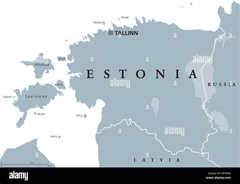 Estonia Political Map With Capital Tallinn National Borders And