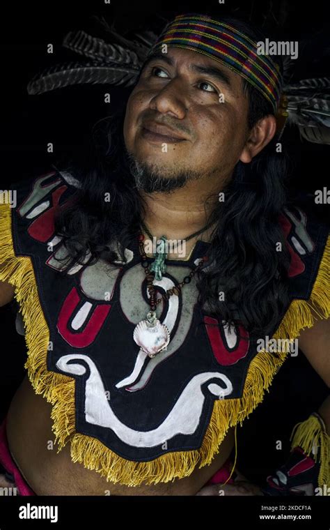 Amilcar A Pipil Dancer Poses For A Picture During A Summer Solstice