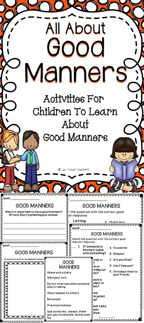 Good Manners Two Texas Teachers Manners Activities Manners For
