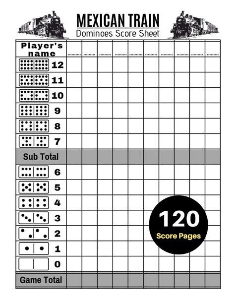 Mexican Train Score Sheets V9 Mexican Train Dominoes